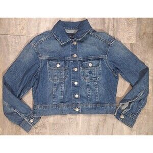 Calvin Klein Jeans Womens S Blue Denim Jacket Vintage Classic Short Trucker Coat